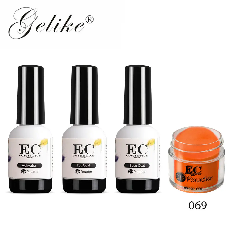 069 Гель для ногтей glike Dip system Kit 10 г/кор.+ 10 мл базовый верхний слой активатор блеск для ногтей Легкий в использовании порошок для погружения ногтей стартовый набор - Цвет: 069