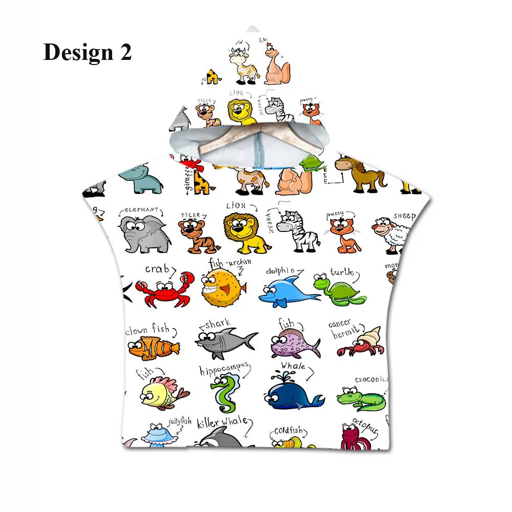 Design 2 Милые животные кошка, слона, жирафа медведя панды совы для девочек; принт с детское пончо полотенце с капюшоном Ванна БАССЕЙН пляжные Полотенца накидка - Цвет: Design 2