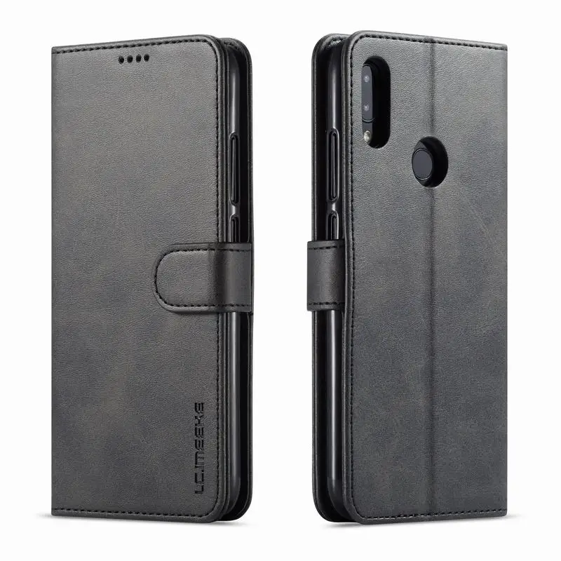 Black Чехол для телефона s для Xiaomi Redmi 7, чехол, роскошный флип-чехол на магните, винтажный Простой деловой кошелек, кожаный чехол для сотового телефона для Xiomi Redmi7 - Цвет: Black