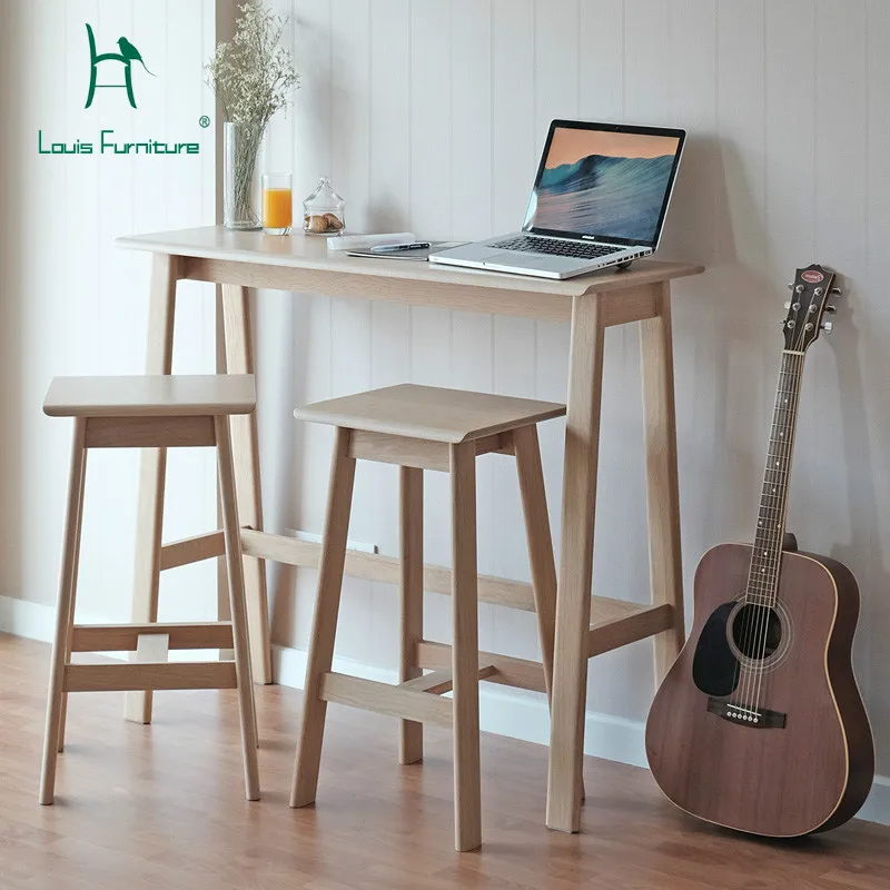 

Louis Fashion Bar Tables All Solid Wood Simple Log Nordic Japanese High Legged