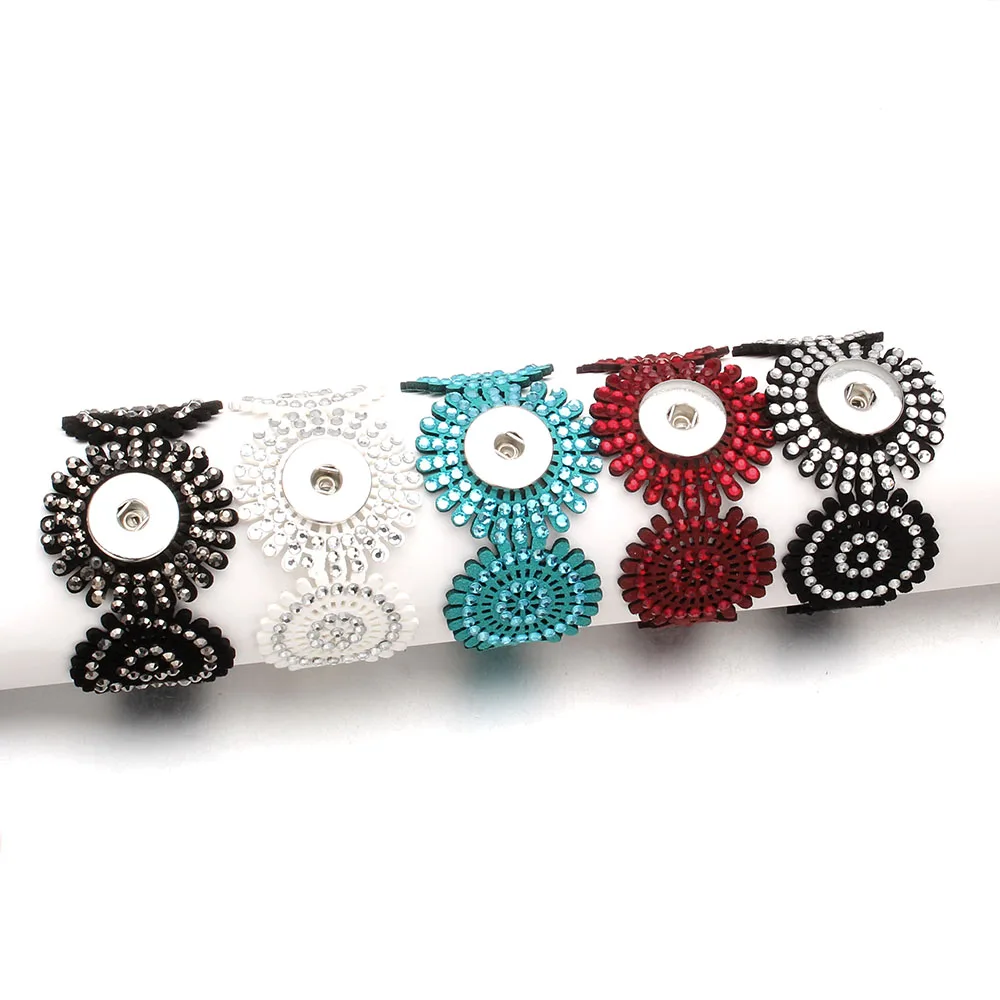 Женский браслет Оснастка из искусственной кожи черного цвета 20 см 18 мм|bracelet fit|button