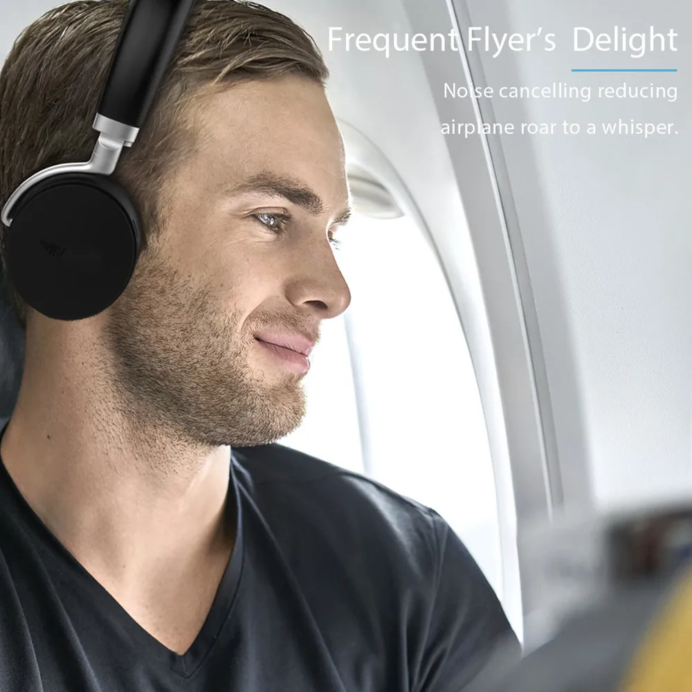 VIKEFON Updated Bluetooth 5.0 Earphones Active Noise Cancelling Headphones Aptx Low Latency Deep Bass Foldable Wireless Headset