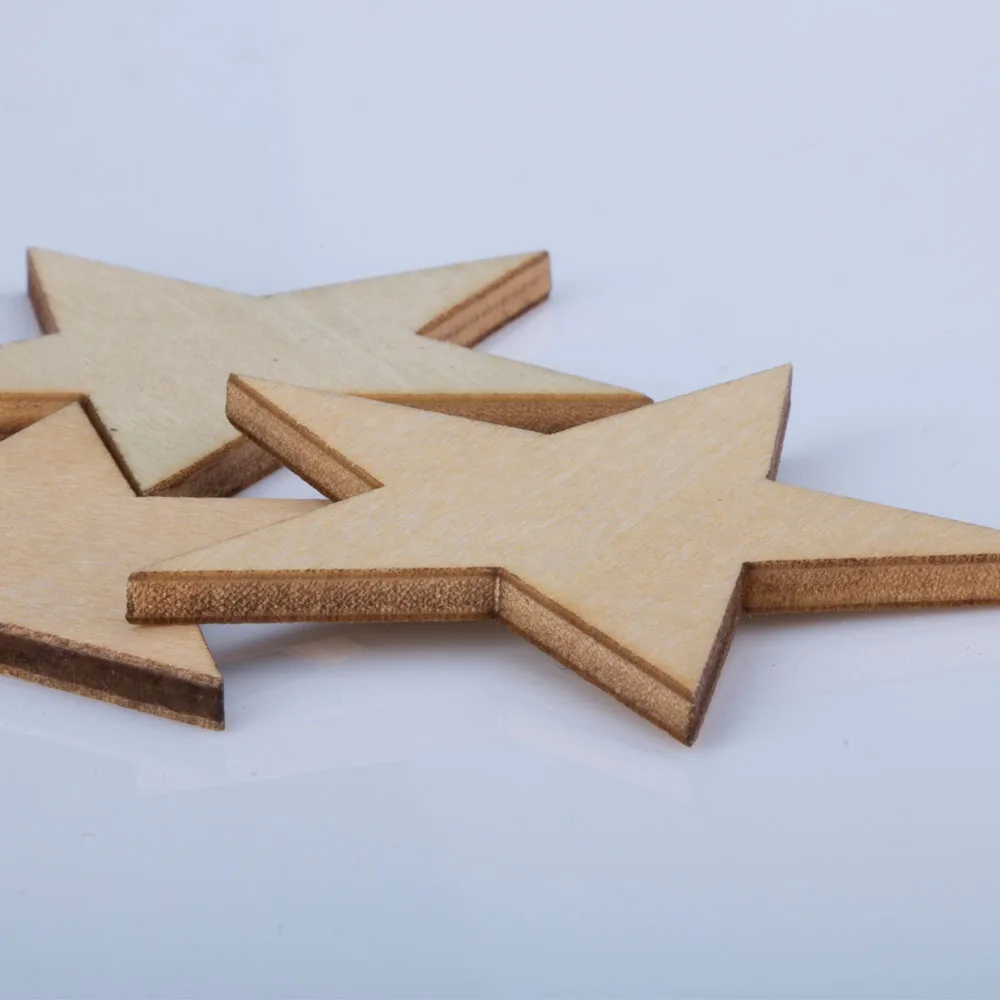 Wooden Stars Shapes Blank Embellishments Craft DIY Scrapbooking Decor For Home Wedding Party Supplies | Дом и сад