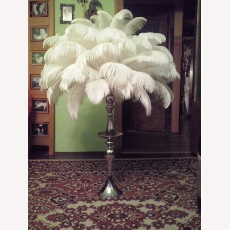 

wholesale natural Hard rod 100pcs white Ostrich Feathers 55-60cm22-24'' Wedding Birthday Christmas Decorations Free Shipping