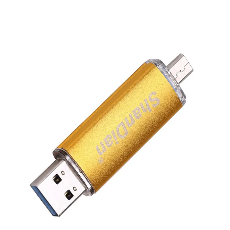 Yellow SHANDIAN модный флеш-накопитель OTG, высокоскоростной накопитель, 64 ГБ, 32 ГБ, 16 ГБ, 8 ГБ, 4 Гб, внешний накопитель, двойное применение, микро USB карта, подарок - Цвет: Yellow