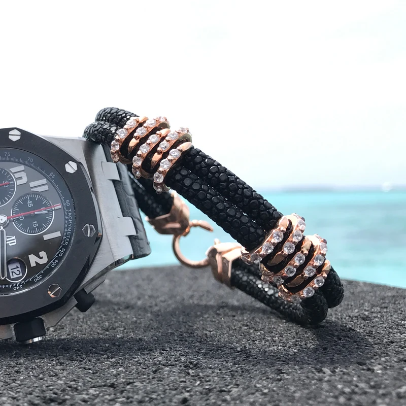 Индивидуальный браслет из стерлингового серебра 925 пробы Натуральной Черной