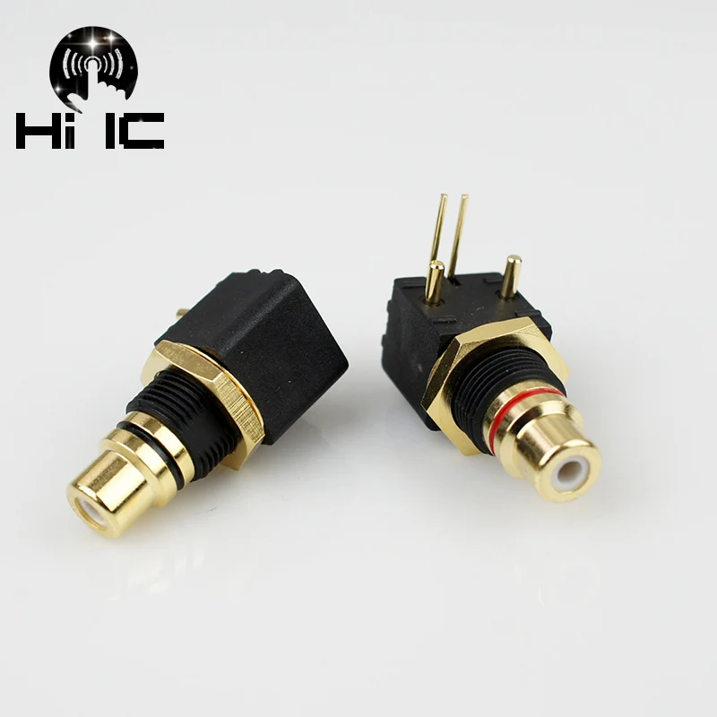 2 шт. HIFI медь позолоченный RCA клемма гнездо разъема ПП аудио вилка 90 градусов