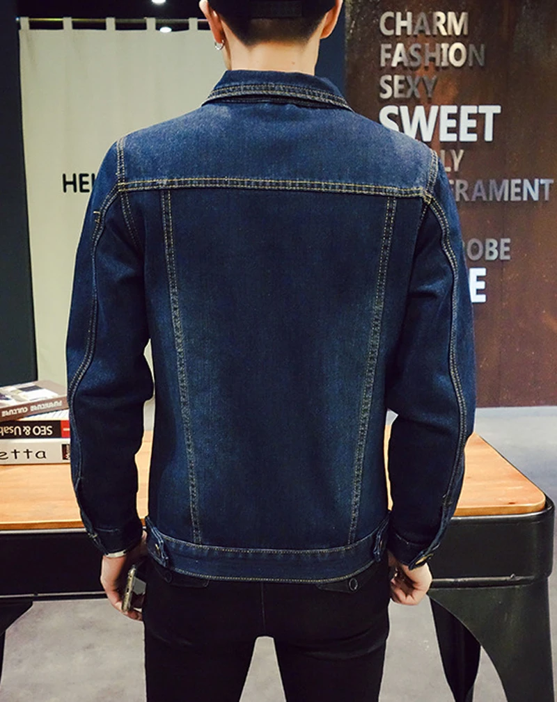 Новинка весна-осень 2019 стильное модное облегающее мужское однобортное джинсовое