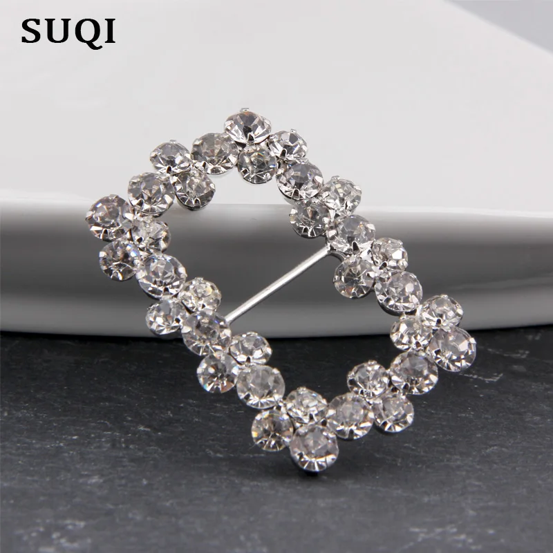 Hot Offer 40mm (Inner Bar 20mm)Gun black Round Crystal Rhinestone Buckle Invitation Ribbon Slider For Wedding Silver Accessorie | Украшения