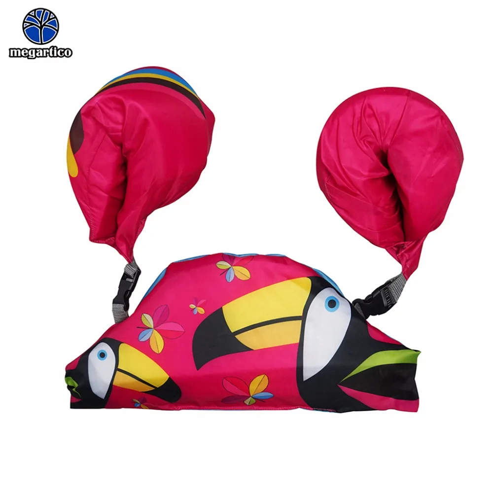 

Megartico life vest kids toucan puddle jumper child life jacket foam armbands life buoy arm ring girls red swim trainer vest