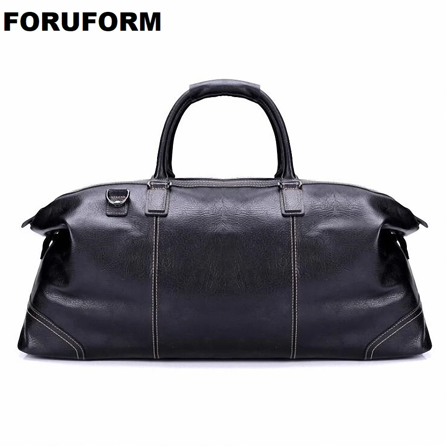 Fashion Genuine Leather Travel Bag Men's Leather Luggage Travel Bag Duffle Bag Large Tote Weekend Overnight Bag LI-1926