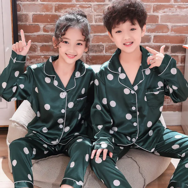 2019 spring rayon silk new long-sleeved children's pajamas boys and girls cartoon home clothes suit 9418 |