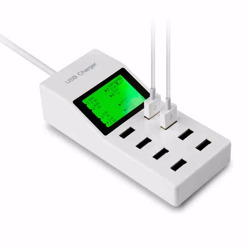 Адаптер питания ЕС Великобритания США розетка Быстрая зарядка 8 usb портов дисплей Путешествия AC DC адаптер питания зарядное устройство разъем для xiaomi iphone