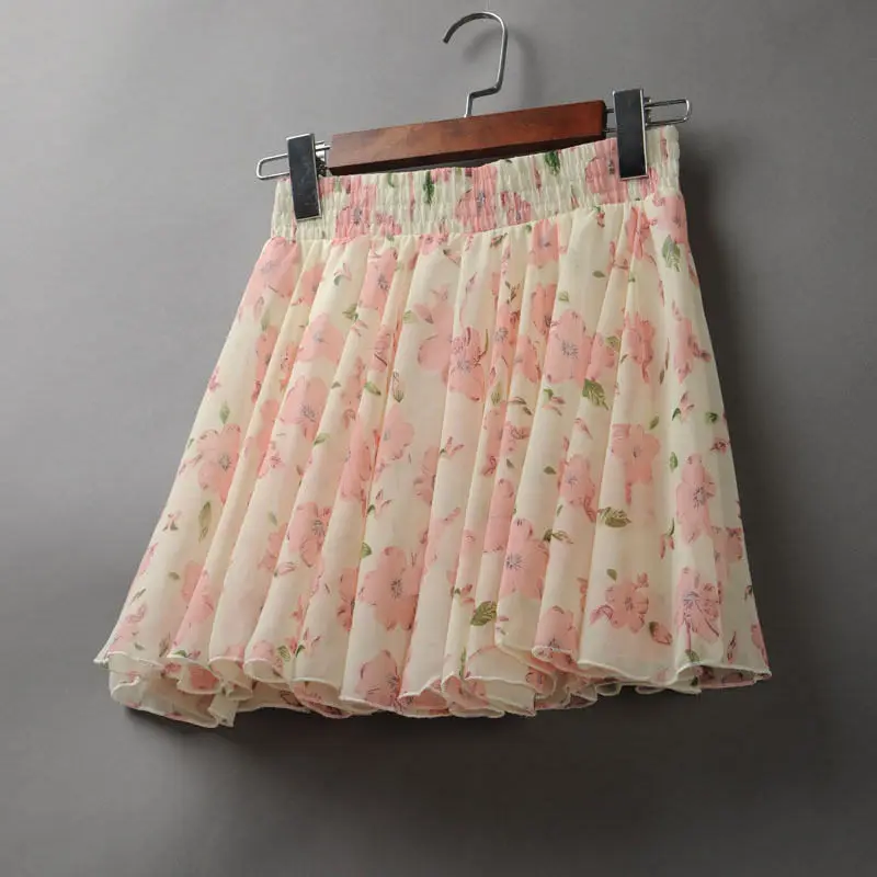 27 Новая женская летняя мини юбка Jupe Femme Цветочная плиссированная юбка Boho пляжная шифоновая юбка с высокой талией женские короткие сексуальные юбки C5346 - Цвет: 27