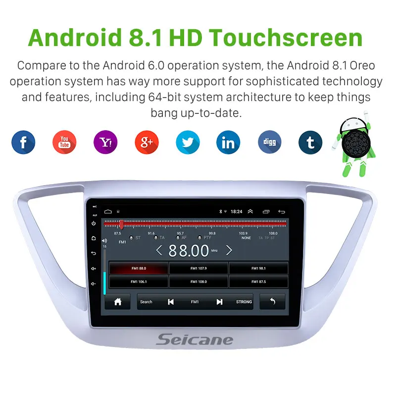 Автомобильный мультимедийный плеер Seicane Android 8 1 9 дюймов 2Din GPS радио для Hyundai Verna 2016