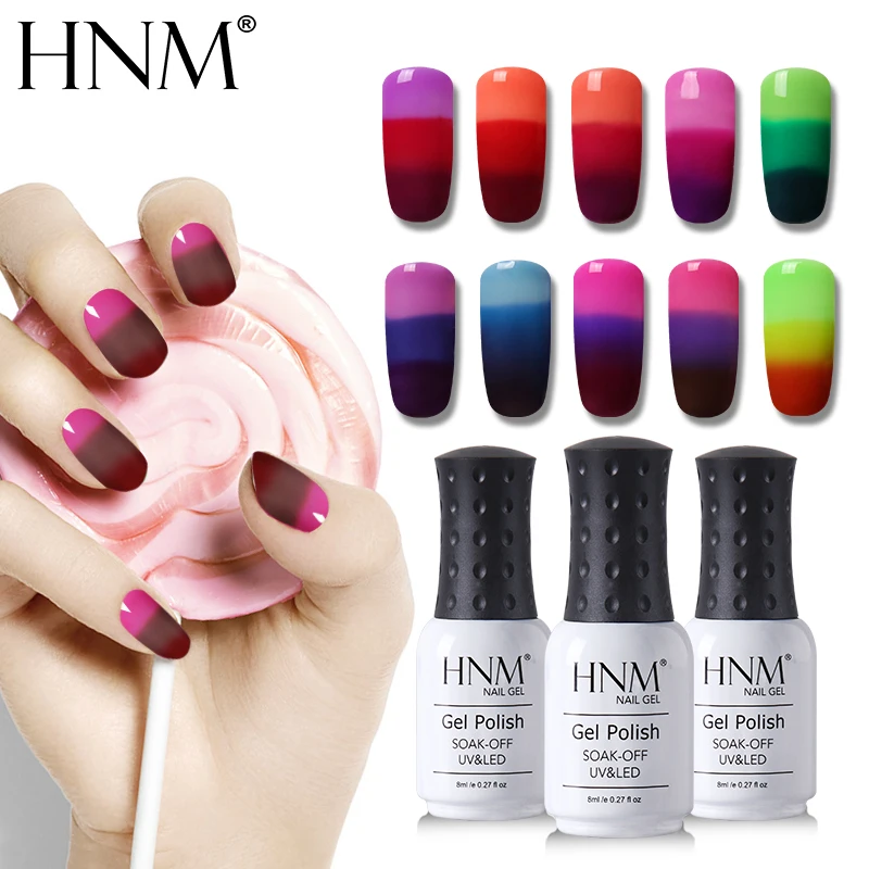 HNM 8 мл Лак для ногтей Хамелеон замачиваемый полуперманентный лак для ногтей Гель-лак верхнее покрытие Базовое покрытие Vernis a Ongle Nagellak Гель-лак