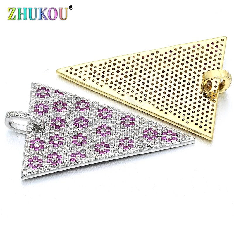 25x40mm Brass Cubic Zirconia Triangle Charms Pendants for DIY Jewelry Findings Accessori Mixed Color Hole: 3.5mm Model: VD237 | Украшения и