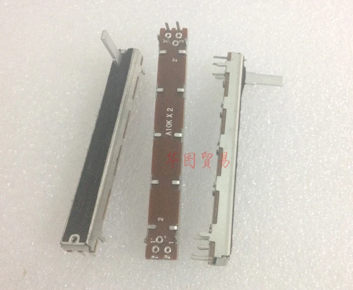 SL6021G A10K 75 мм микшер скользящий потенциометр/длина хвостовика 15MMC A10Kx2