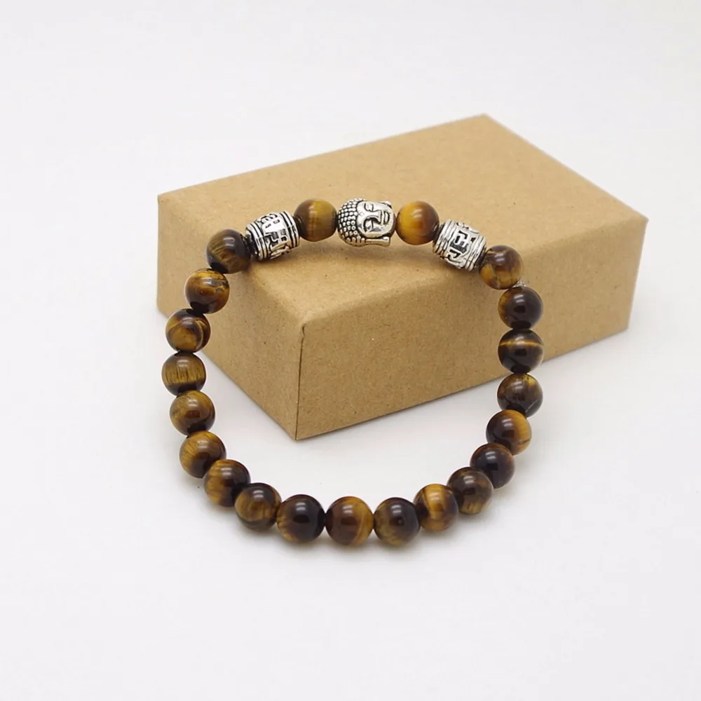 8 мм тигровый глаз нить с каменными бусинами браслеты баланс Будды браслет Йога