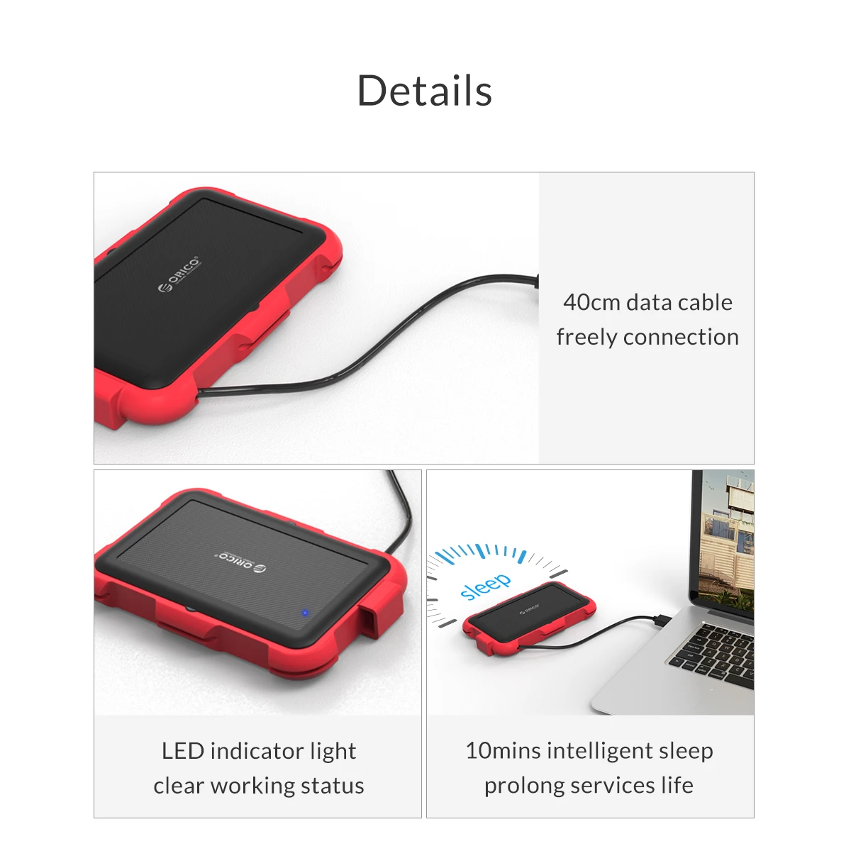 ORICO открытый 2,5 ''тройная защита HDD корпус USB для SATA3.0 жесткий диск адаптер Чехол Поддержка UASP отделка 4 ТБ водонепроницаемый IP64