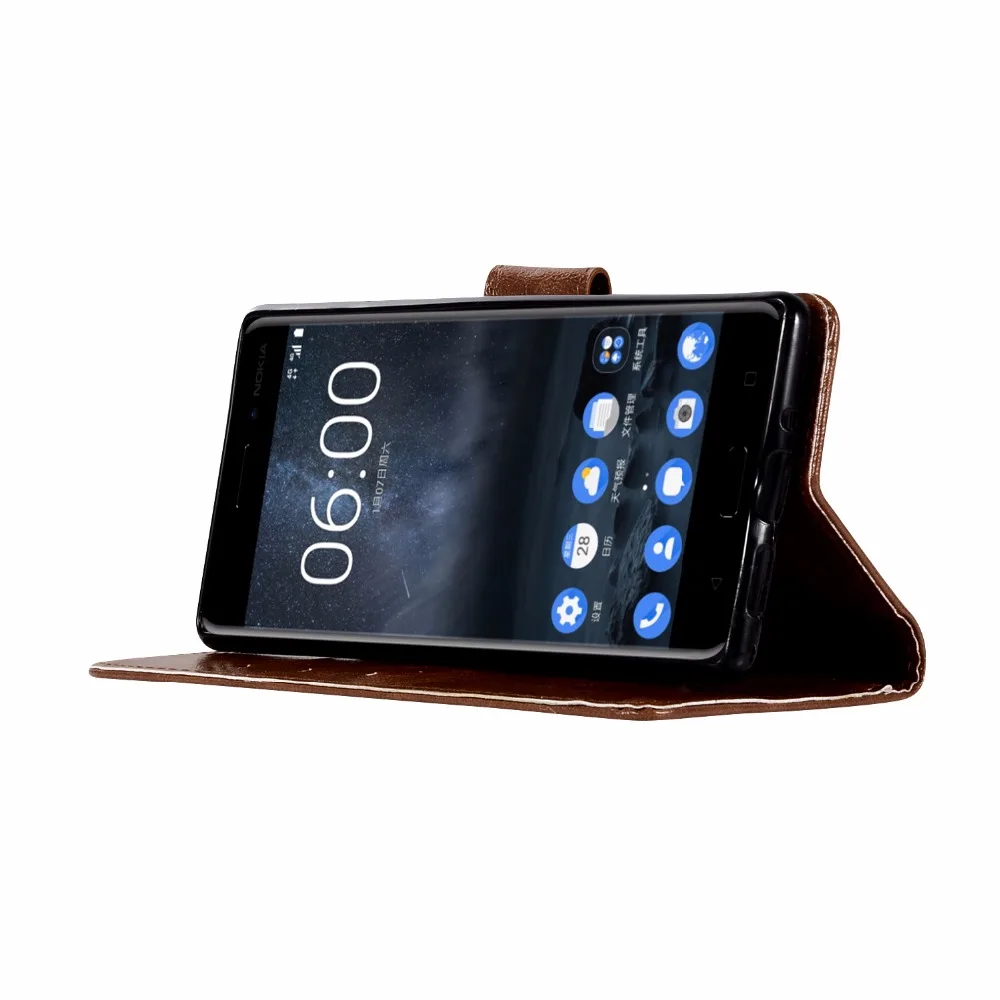 Винтажный чехол для Nokia 3 с откидной крышкой из кожи винтажный черный 5 карман карт