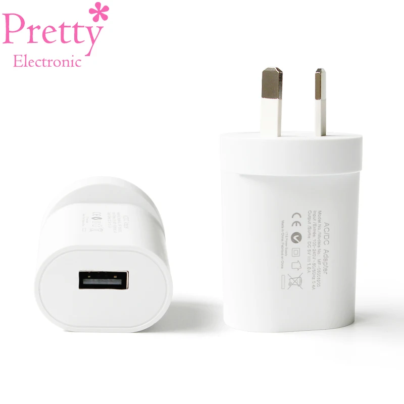 

2 Pin AU Plug Wall USB Charger Adapter Travel charger Charging for Smart Mobile Phone 5V1A Charge Power Adaptor
