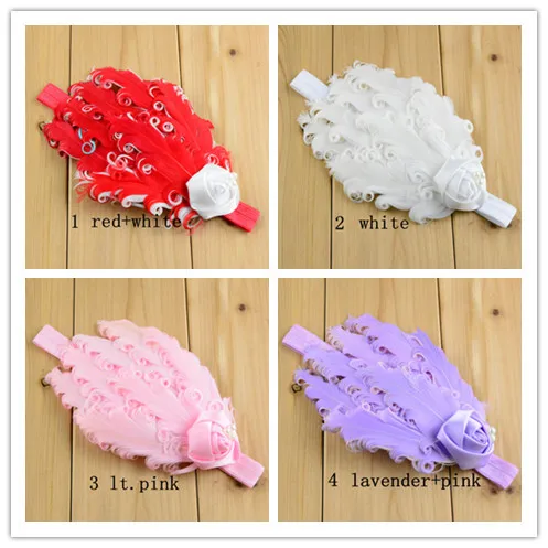 6 шт./лот новый стиль повязка на голову с перьями и розами аксессуары для волос