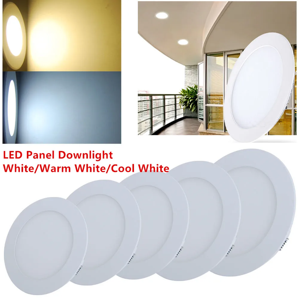 

10X Ultra thin LED Panel Light SMD2835 3W 6W 9W 12W 15W 18W AC 85-265V Round Lighting LED Downlight