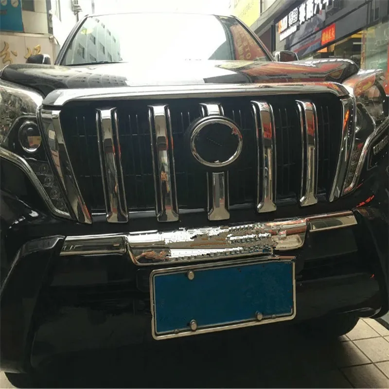 

WELKINRY car auto cover styling For Toyota Prado FJ150 2014 2015 2016 2017 ABS chrome front head face grille trim