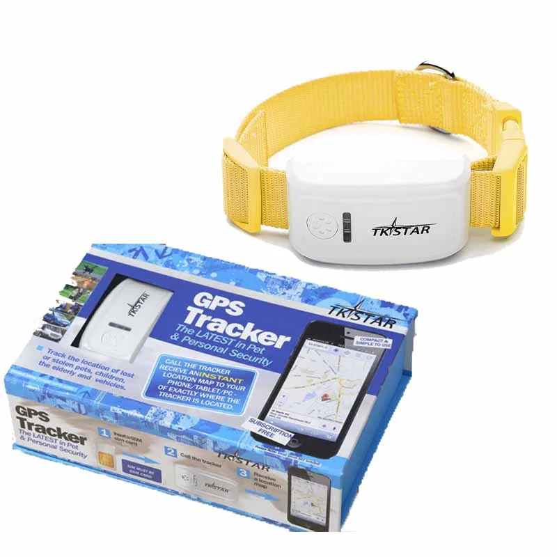 Yellow with box Новинка TKSTAR мини gps трекер ожерелье GSM GPRS TK909 отслеживание в реальном времени долгое время для собак кошек домашних животных без коробок - Цвет: Yellow with box