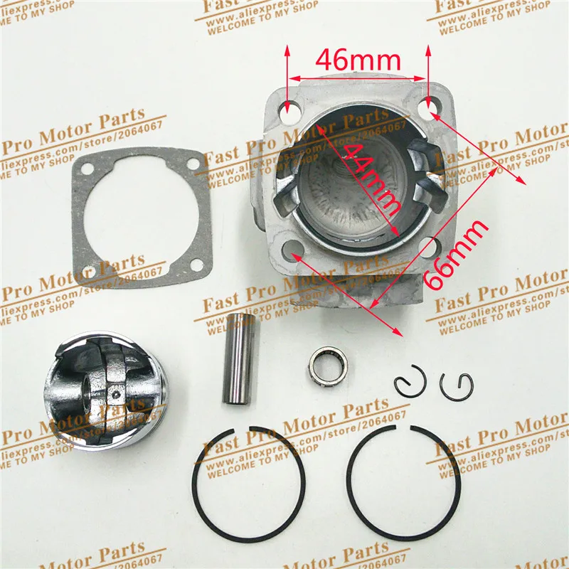 Minimotor части 44 6 40 6Engine Головка блока цилиндров с поршневых колец для 2 х тактный 49cc