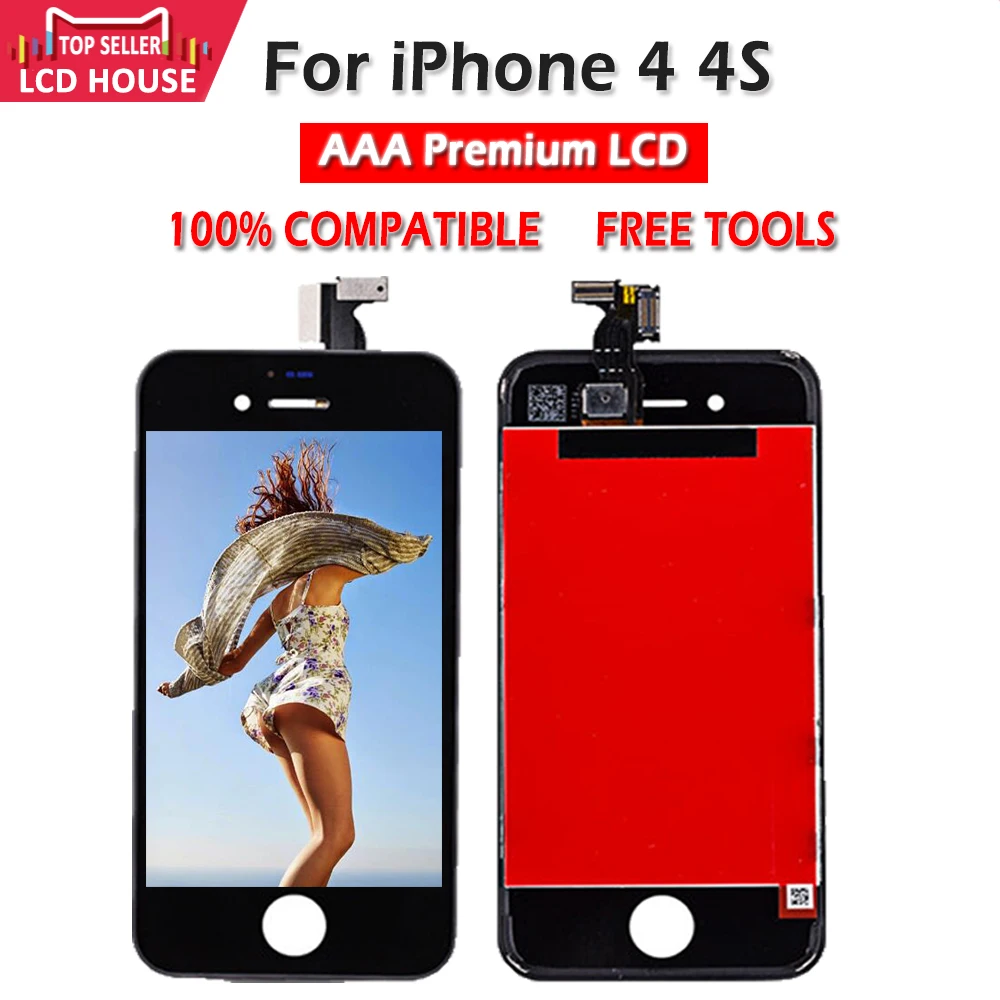 ЖК дисплей качества AAA для iPhone 4 4S сенсорный дигитайзер передняя панель в сборе