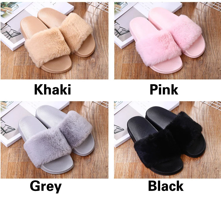 

Indoor Plush Slippers 2020 Spring Autumn Woman Casual Slip Soft Flats Floor Slipper Women Shoes Female Fluffy Plush Home Shoes