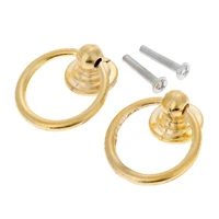 2pcs gold zinc alloy cabinet knob and handle jewelry wood box furniture handle cupboard drawer door ring knob furniture hardware