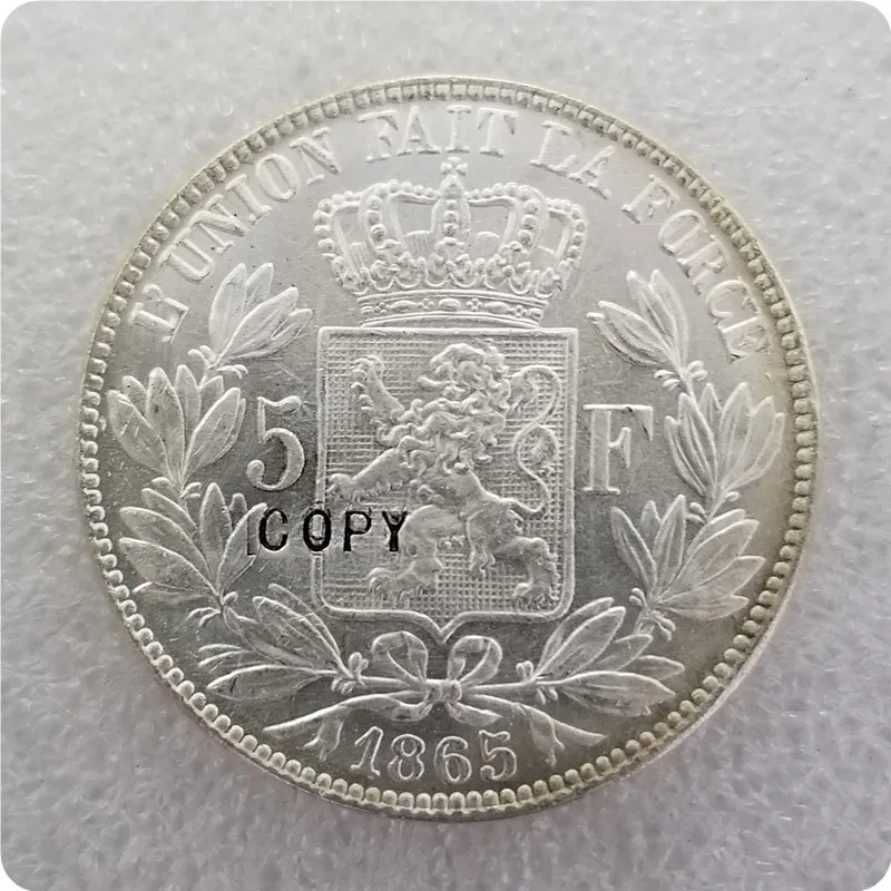 1865 Бельгия 5 франков монет км № 24 копия памятных монет-копия медаль коллекционные
