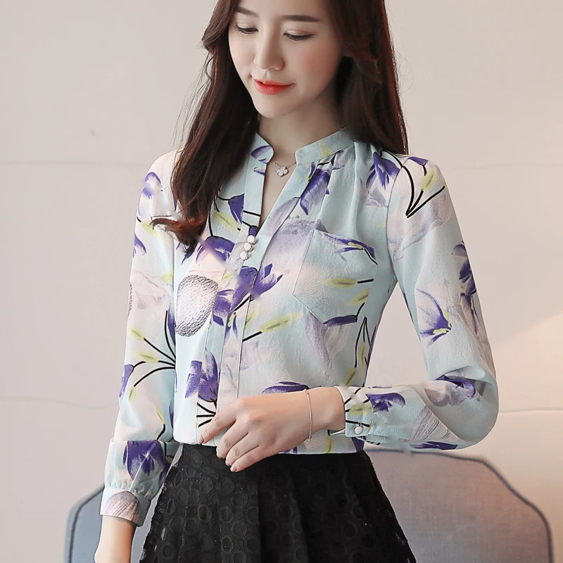 

fashion woman blouse shirt 2019 elegant office lady shirt long sleeve women tops print chiffon women blouse shirt Z0001 40