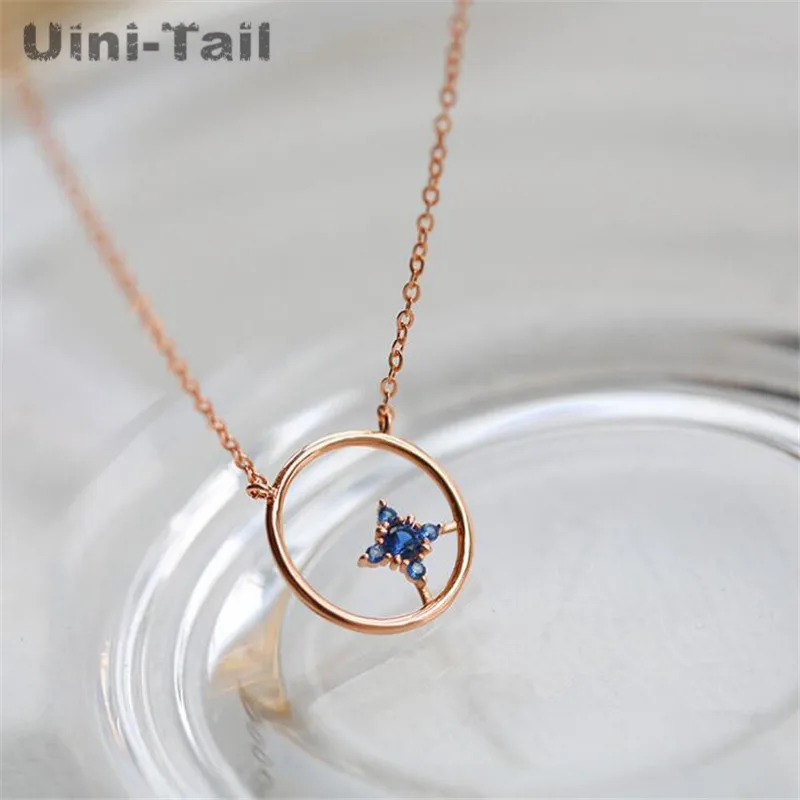Uini-Tail, новинка 925, Стерлинговое Серебро, полое, круглое, четыре мужские звезды, ожерелье, милое, простое, свежее, студенческое ожерелье, корейский тренд GN449