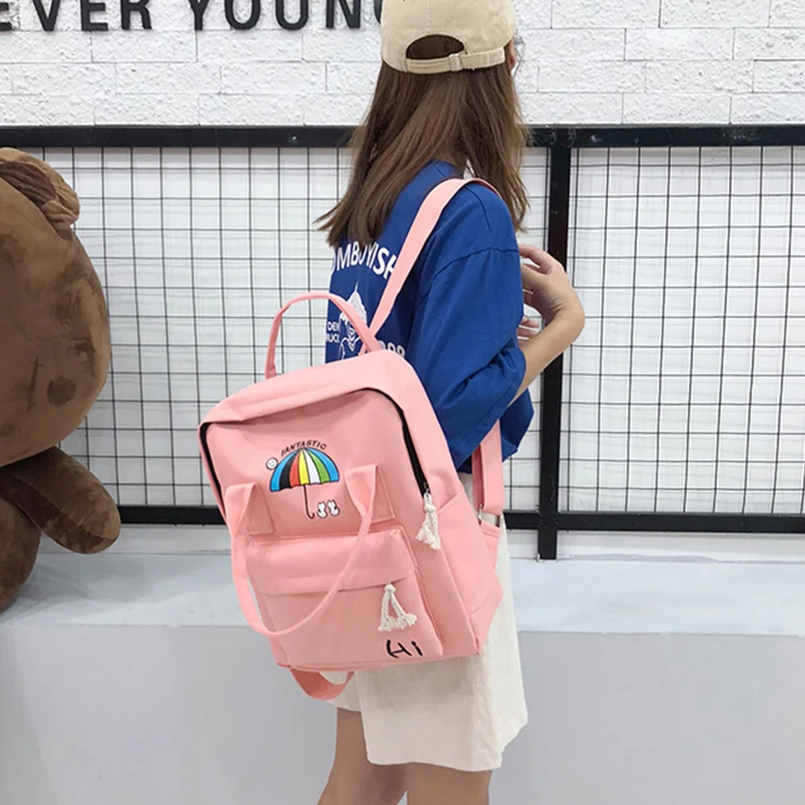 Зонтик от дождя сумки для книг Harajuku холст большой емкости женские рюкзаки Kawaii