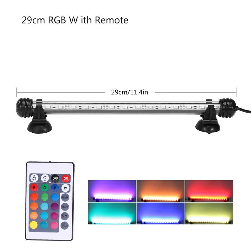 29cm RGB With Remote Аквариумный светильник светодиодный водонепроницаемый светильник для аквариума подводный светильник для аквариумов декоративный светильник для аквариумов лампа для растений 19-49 см 220 В мощность ЕС - Цвет: 29cm RGB With Remote