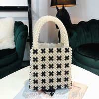 2019 summer new fashion korean handmade pearl bag beaded woven small square bag ins handbag