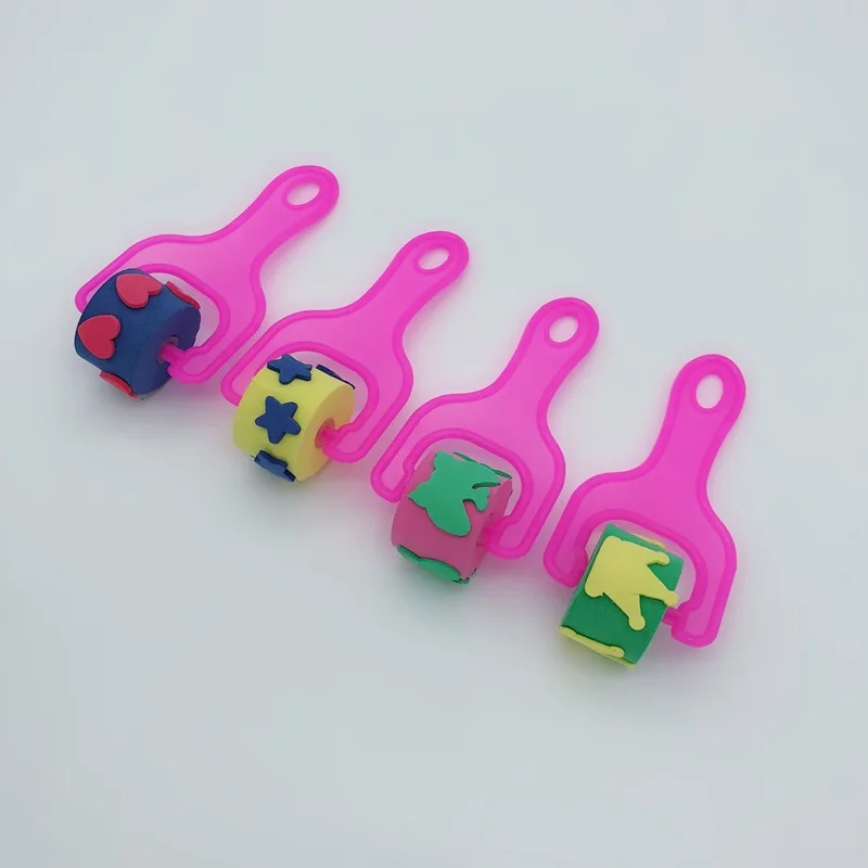 4 шт./компл. губчатый валик для рисования кисть с пластиковыми ручками детский