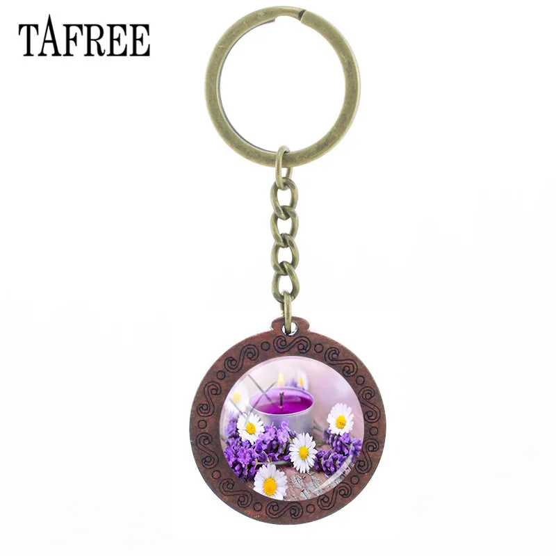 TAFREE винтажная круглая деревянная цепочка для ключей Сделай Сам стекло