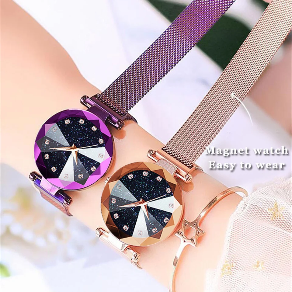 

Ladies Diamond Starry Sky Magnetic Watch Montre Femme 3D Women Watches Reloj Moda Mujer 2019 Relogio Feminino Zegarek Damski