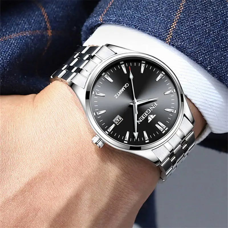 

FNGEEN Luxury Men Watches Date High Quality Waterproof Male Watch Mens Stainless Steel Waterproof Brand Quartz Clock Business A