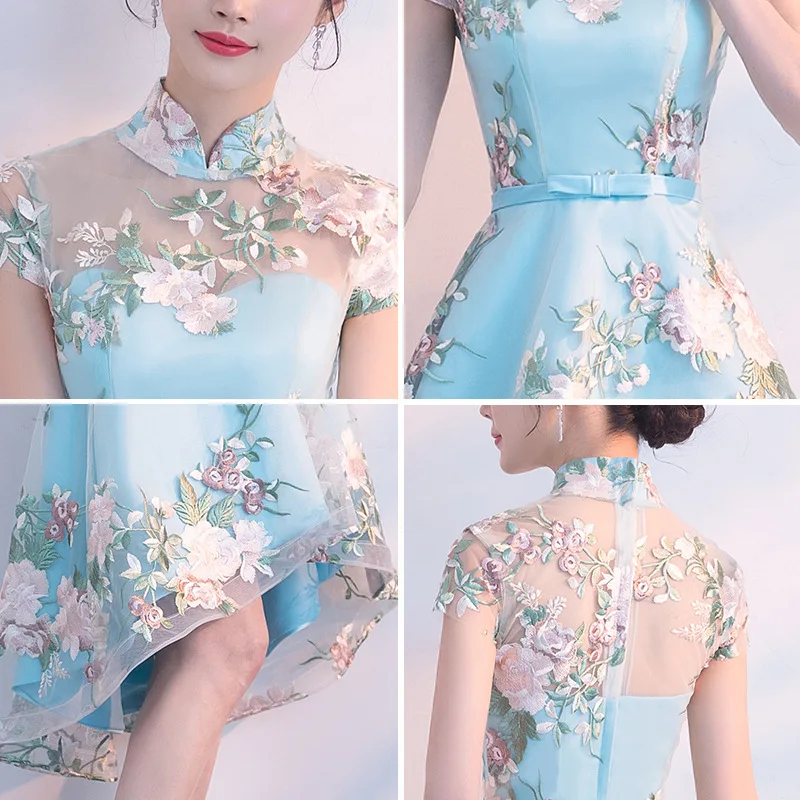 Традиционное китайское платье с вышивкой Qipao женские вечерние платья винтажное