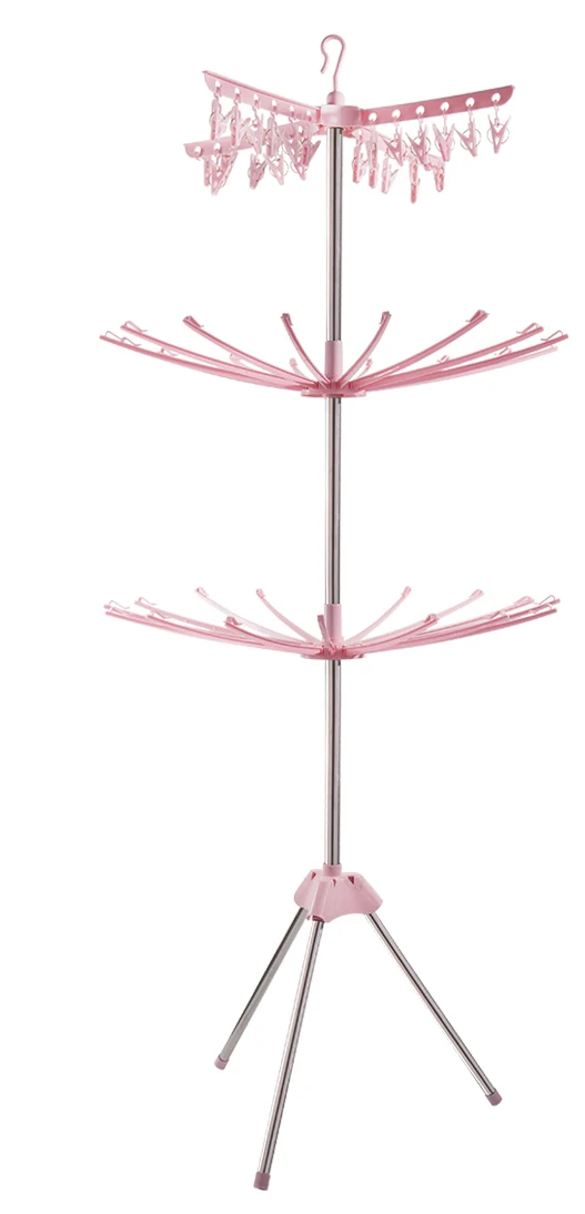 pink Складные держатели для хранения, сушильная стойка, складная вешалка для хранения одежды, сушилка для одежды, ручки, крепкие ножки из нержавеющей стали - Цвет: pink