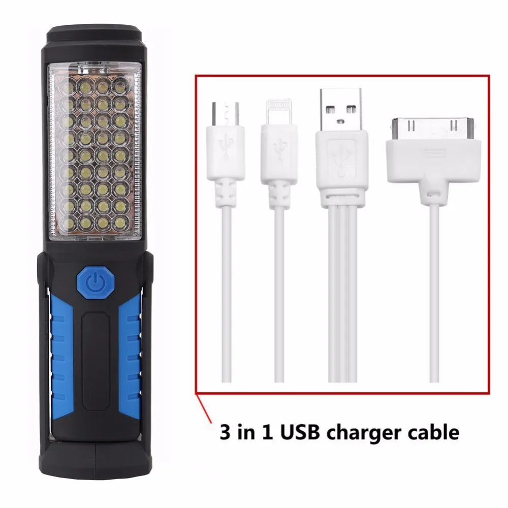36 + 5 Led Рабочая лампа USB Перезаряжаемый фонарик Магнитный аварийный портативный