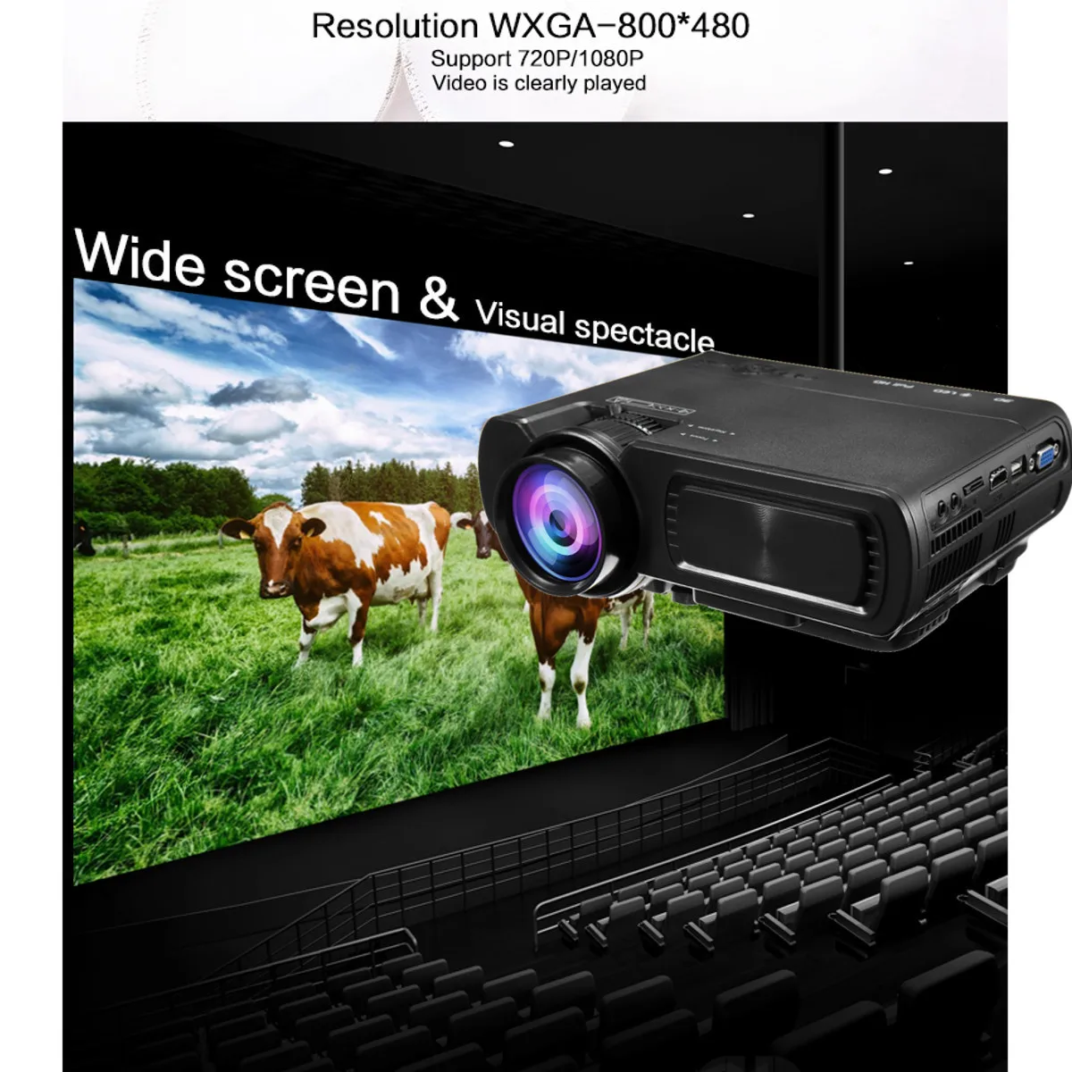 Мини-проектор T5 lcd 7000 люмен 1080P Full HD Wifi bluetooth домашний кинотеатр Android 6,0 аудио динамик домашний кинотеатр