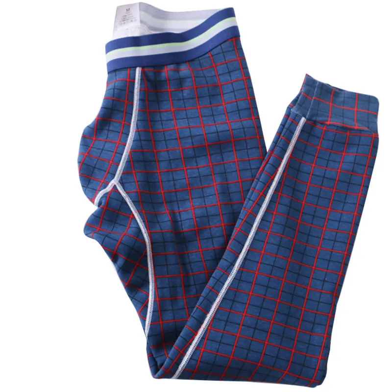 Men Long Johns Plus Velvet Warm Pants Thin Slim Elastic Fashion Print Cotton Sexy Underwear Male Tight Legging Bottoms