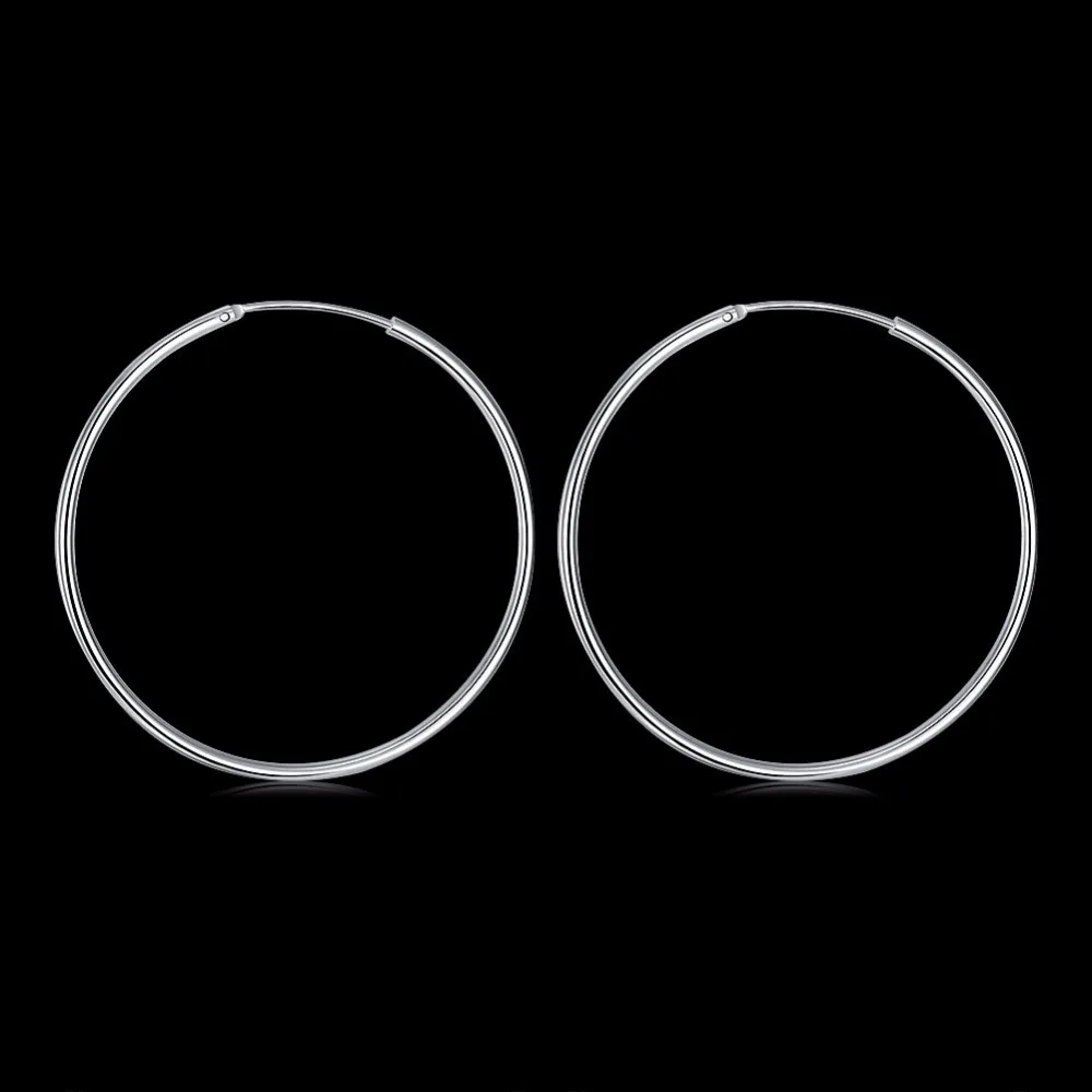 wholesale M925 Silver color simple big circle earrings!M925 - 50mm round hoop earrings jewelry women's | Украшения и